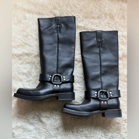 Acne Studios - Leather Calf High Buckle Biker Boots - Size 7 - Picture 4 of 12